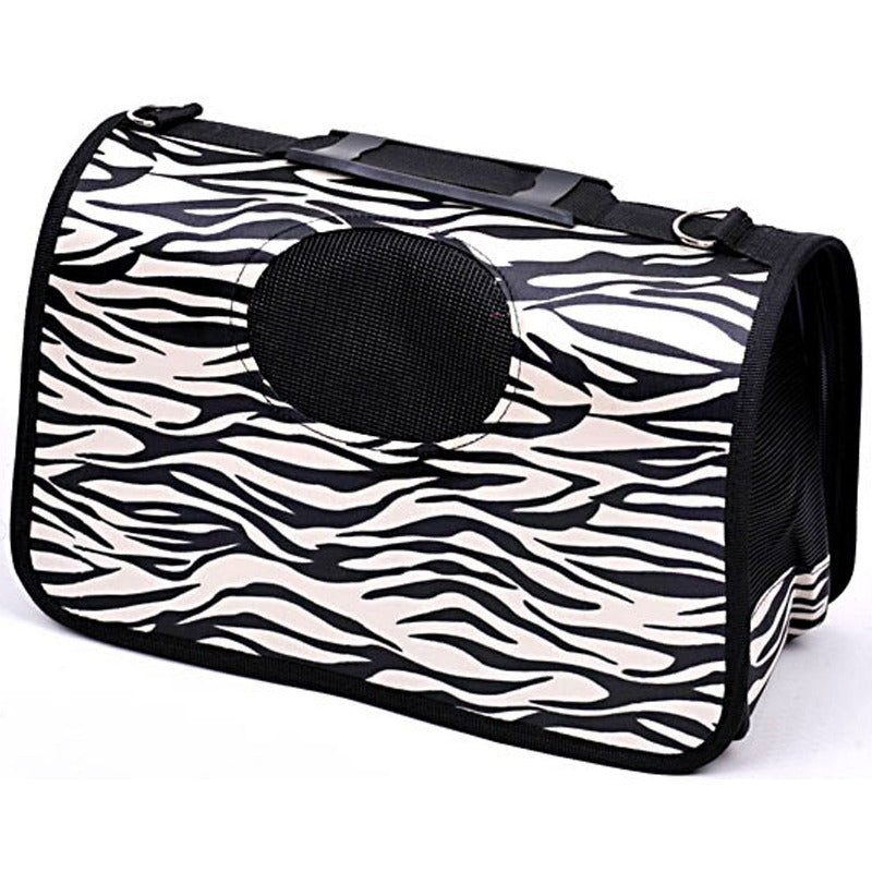 Zebra Skin Ventilated Pet Travel Bag Cat Carrier Soft Crate Puppies Small Dogs