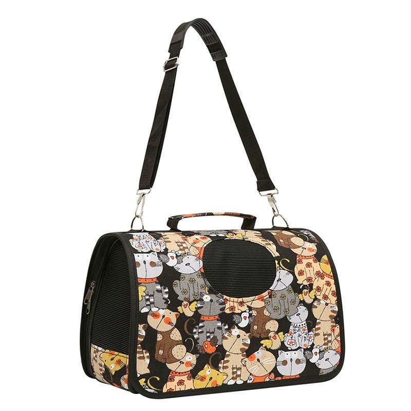 Cats Patterned Ventilated Pet Travel Bag Cat Carrier Soft Crate Puppies Small Dogs