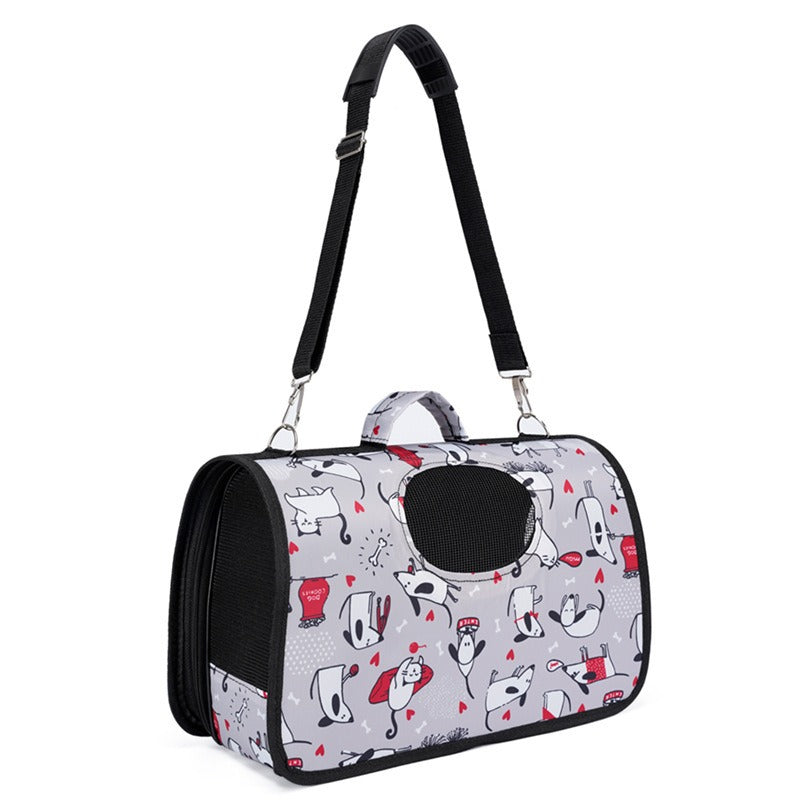 Cats Patterned Grey Ventilated Pet Travel Bag Cat Carrier Soft Crate Puppies Small Dogs