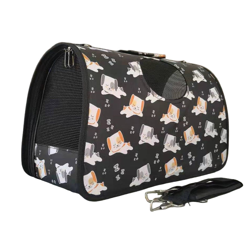 Dogs Pattern Ventilated Pet Travel Bag Cat Carrier Soft Crate Puppies Small Dogs