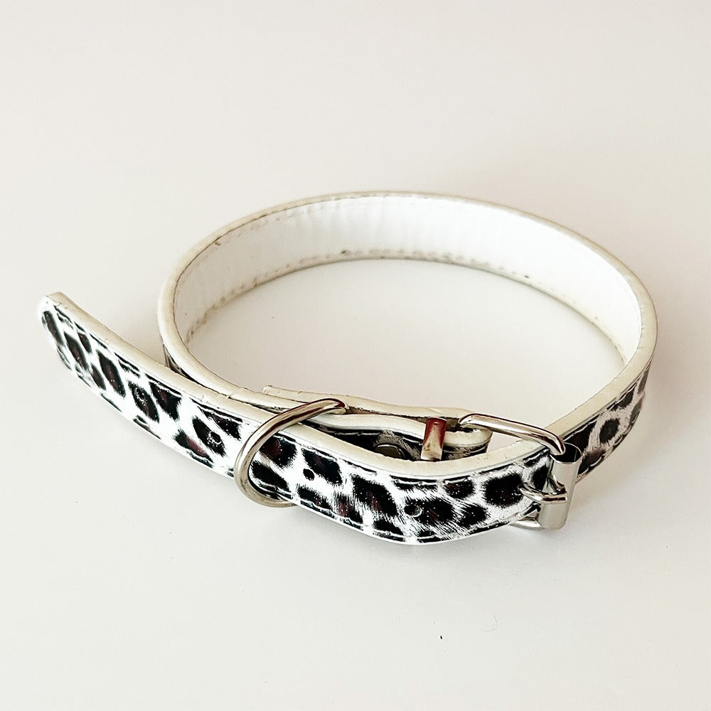 15mm Leopard Skin Pattern Adjustable Puppy Dog Kitten Cat Collar