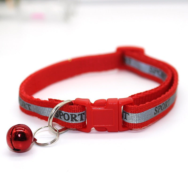 Reflective Adjustable Kitten Cat Collar With Bell And Snap Buckle