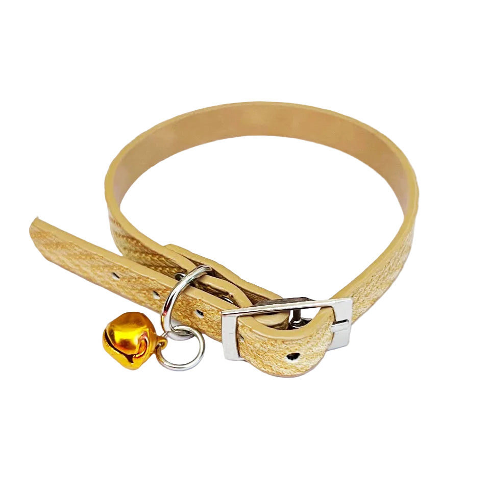 Weave Pattern Adjustable Kitten Cat Puppy Dog Small Pet Faux Leather Collar With Bell