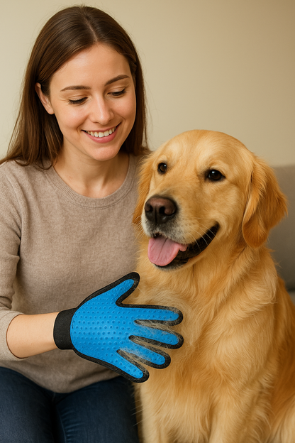 Pink Pet Dog Cat Grooming Glove Deshedding Brush Fur Remover Mitt