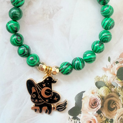 Handmade Unique Green Malachite Gemstone Beads Bracelet 8mm
