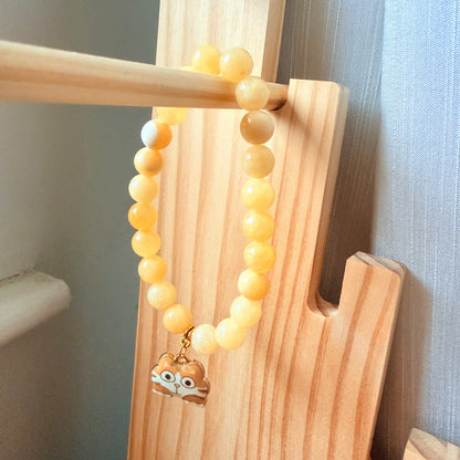 Handmade Unique Yellow Calcite Crystal Gemstone Beaded Bracelet 8mm