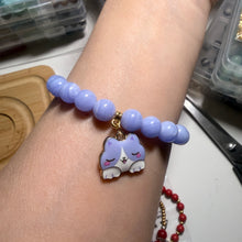 Handmade Unique Blue Lace Agate Crystal Gemstone Cat Charm Beaded Bracelet 8mm