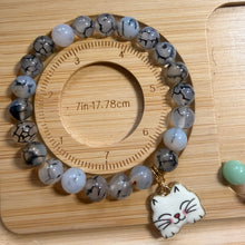 Handmade Unique Black Dragon Vein Agate Gemstone Beaded Bracelet 8mm