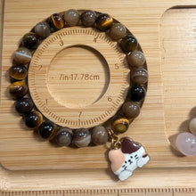 Handmade Unique Natural Tiger Eye And  Agate Gemstone Beaded Bracelet 8mm