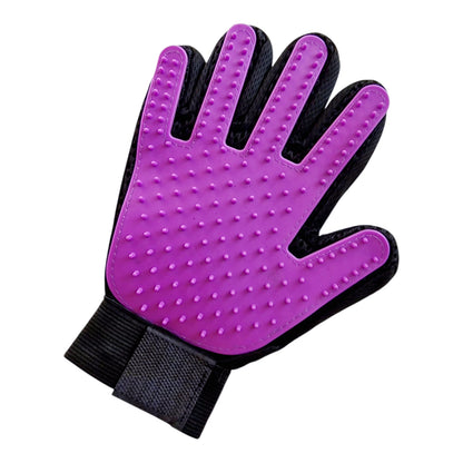 Purple Pet Dog Cat Grooming Glove Deshedding Brush Fur Remover Mitt
