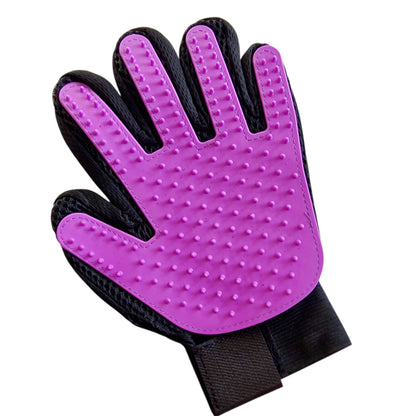 Purple Pet Dog Cat Grooming Glove Deshedding Brush Fur Remover Mitt