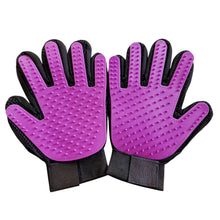 Purple Pet Dog Cat Grooming Glove Deshedding Brush Fur Remover Mitt