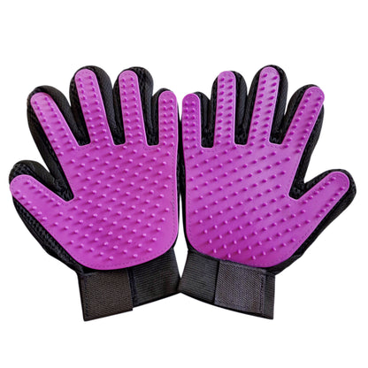 Purple Pet Dog Cat Grooming Glove Deshedding Brush Fur Remover Mitt