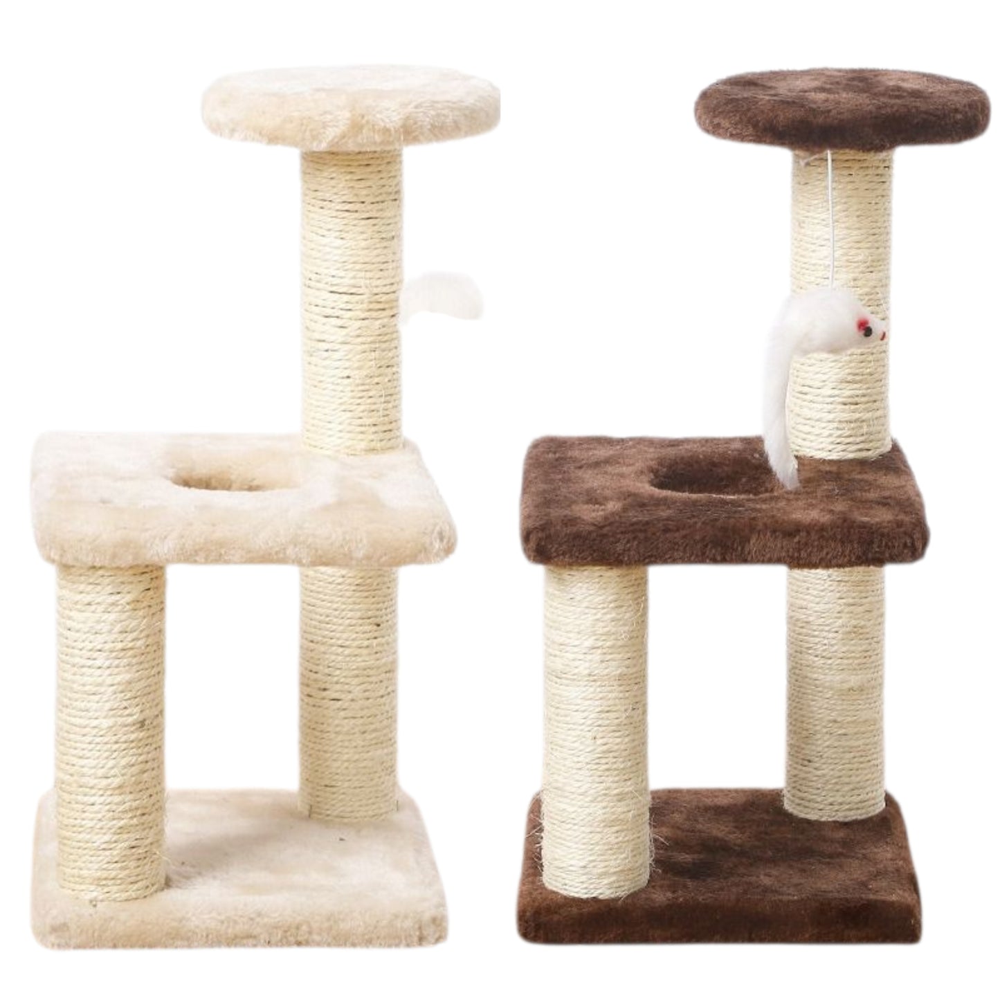 2-Tier Cat Climbing Frame Scratching Play and Rest Beds