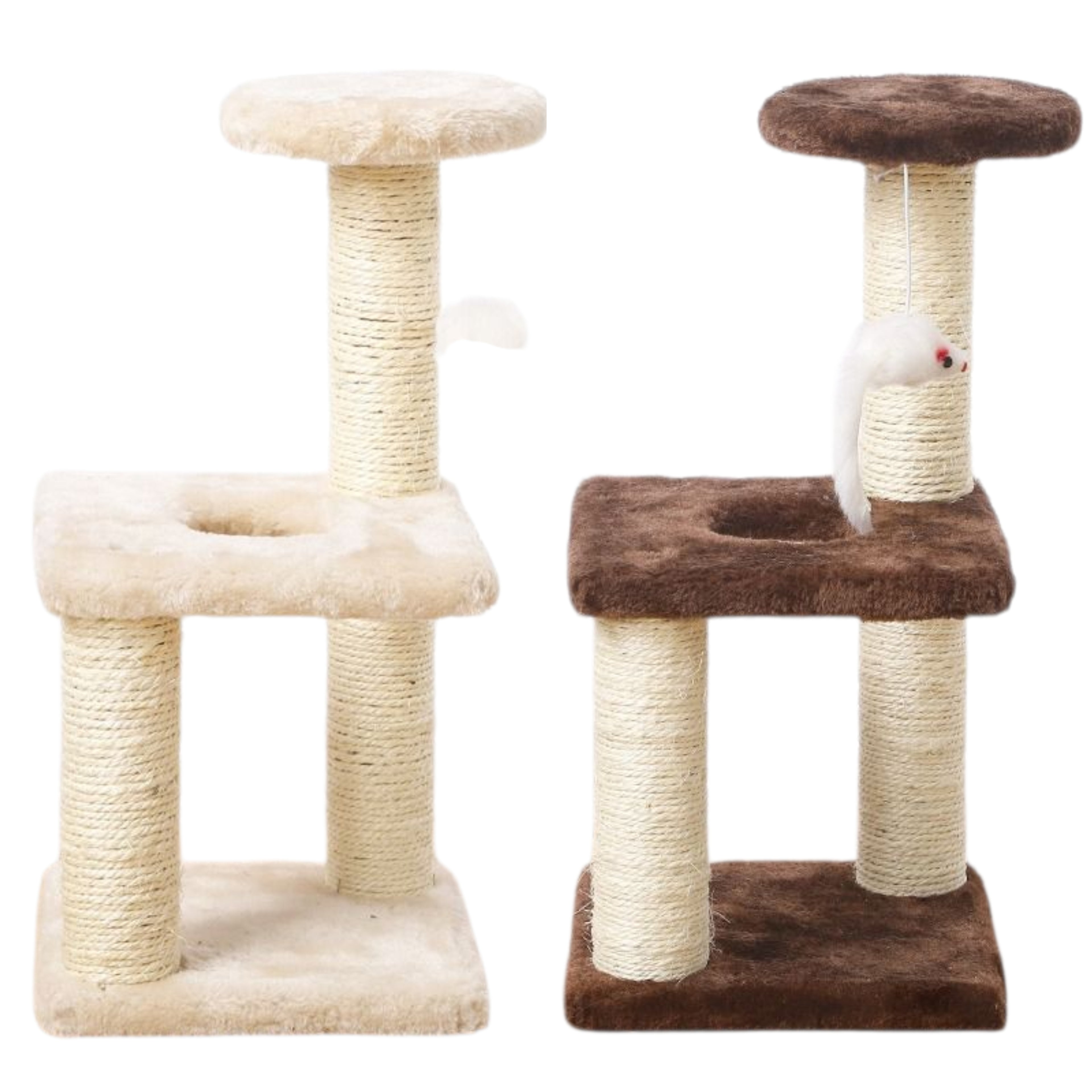2-Tier Cat Climbing Frame Scratching Play and Rest Beds