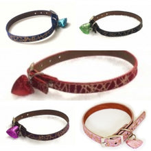 Marble Pattern Adjustable Kitten Cat Puppy Dog Small Pet Faux Leather Collar With Bell
