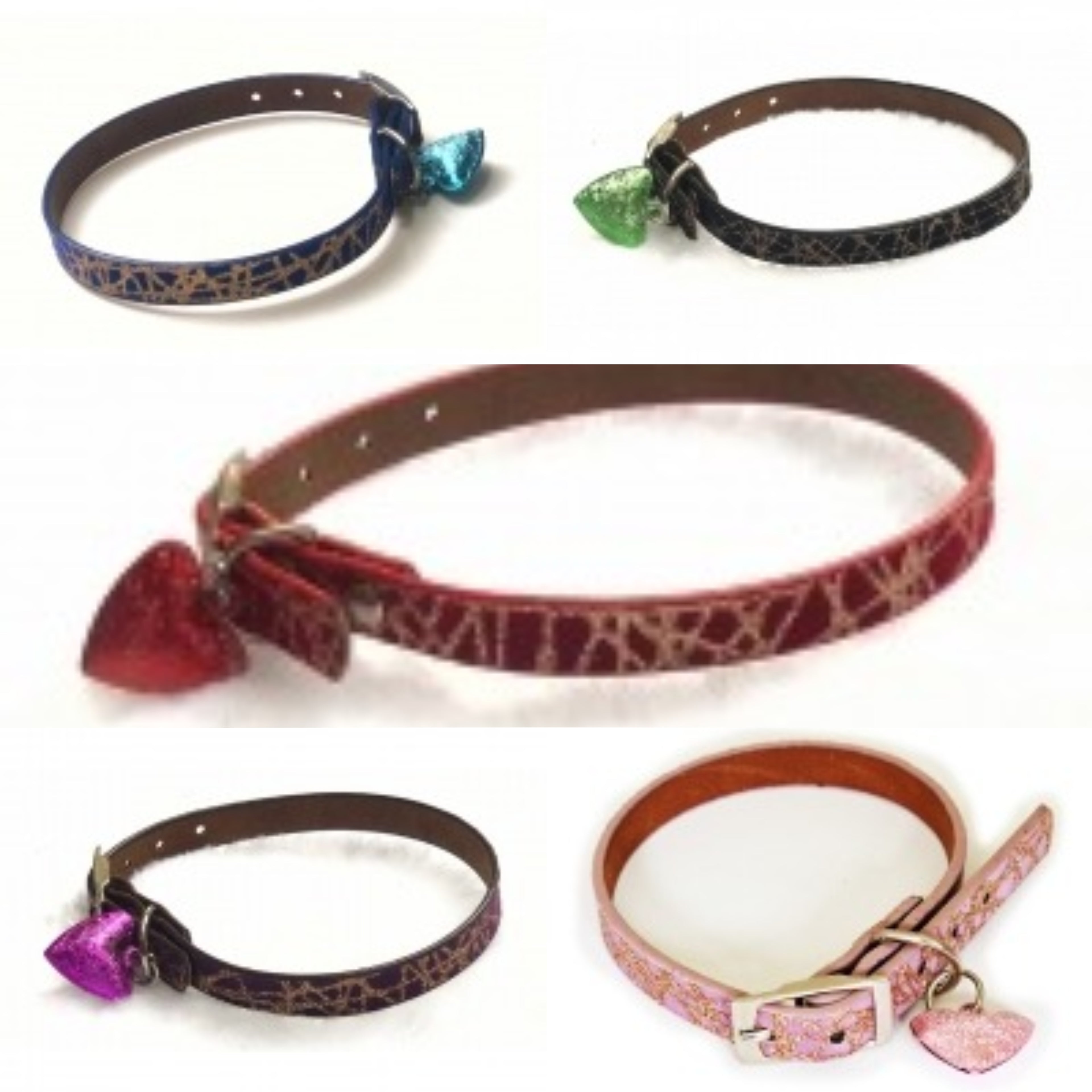 Marble Pattern Adjustable Kitten Cat Puppy Dog Small Pet Faux Leather Collar With Bell