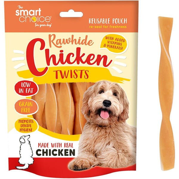Smart Choice Rawhide Chicken Twists Dog Treats 120g – Short Date Clearance
