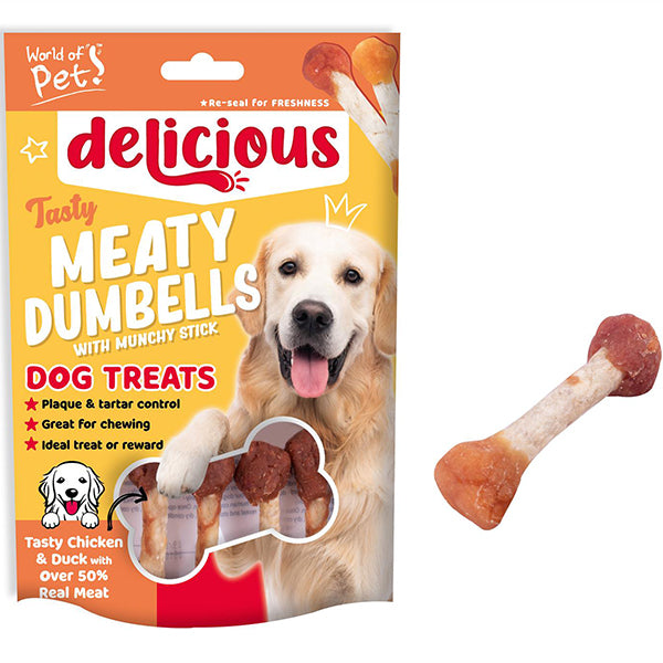 World Of Pets Chicken And Duck Dumbells Dog Treats 8 Pack 80g