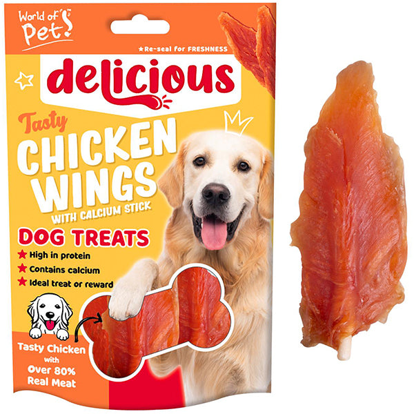 World Of Pets Delicious Soft Chicken Wings Dog Treats 4Pack 70g