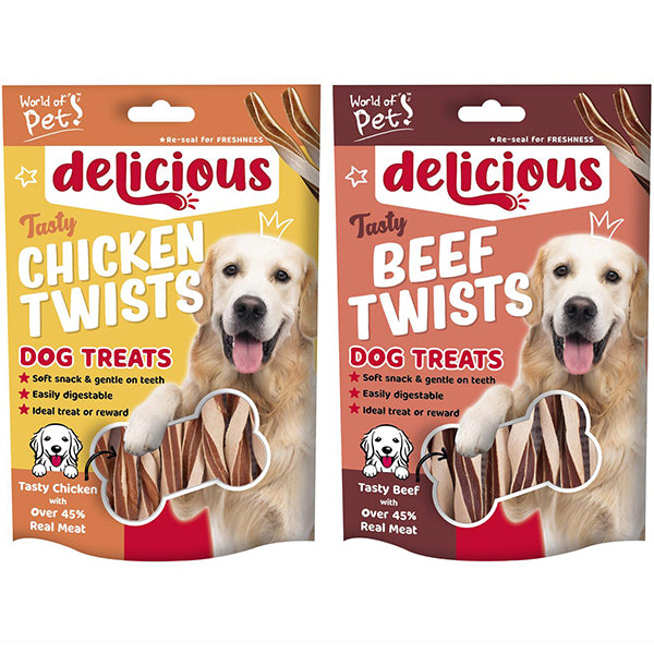 World Of Pets Delicious Meaty Beef Twists Dog Treats 65g