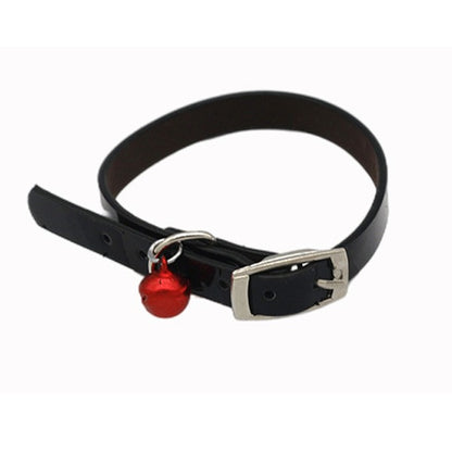 Glossy Adjustable Kitten Cat Puppy Dog Small Pet Faux Leather Collar With Bell