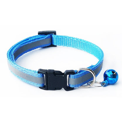 Reflective Adjustable Kitten Cat Collar With Bell And Snap Buckle