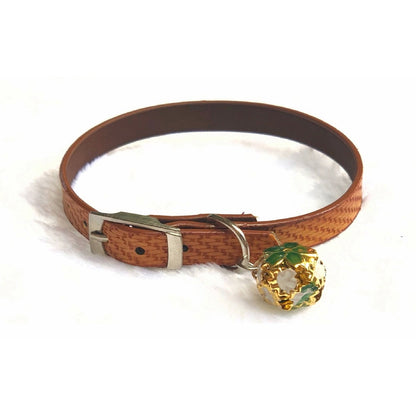 Weave Pattern Adjustable Kitten Cat Puppy Dog Small Pet Faux Leather Collar With Bell