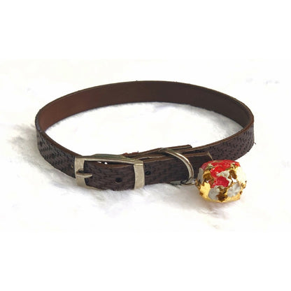 Weave Pattern Adjustable Kitten Cat Puppy Dog Small Pet Faux Leather Collar With Bell