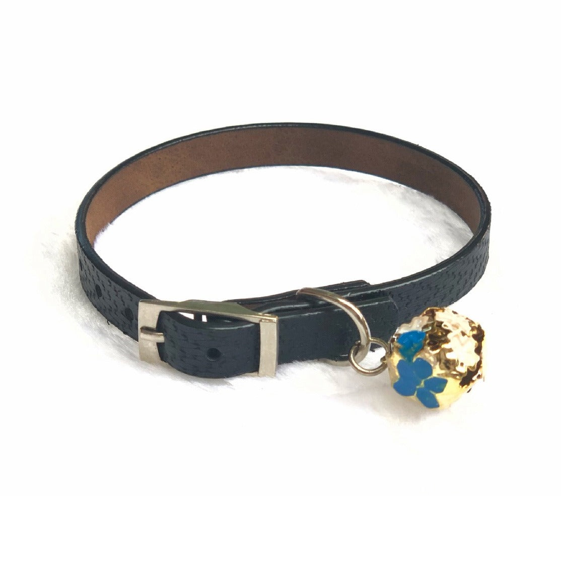 Weave Pattern Adjustable Kitten Cat Puppy Dog Small Pet Faux Leather Collar With Bell