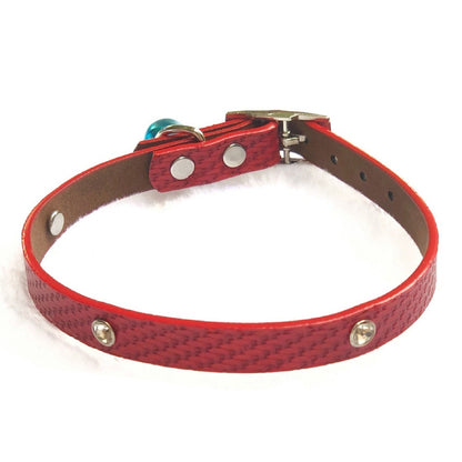 Crystal Studs Adjustable Kitten Cat Puppy Dog Small Pet Faux Leather Collar With Bell