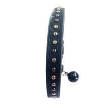 Hemisphere Studs Adjustable Kitten Cat Puppy Dog Small Pet Faux Leather Collar With Bell