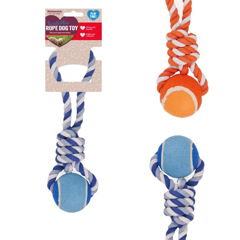 ROSEWOOD Twistable Tennis Ball Dog Tug