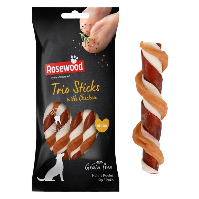 ROSEWOOD Trio Stick With Chicken Dog Treats 190g