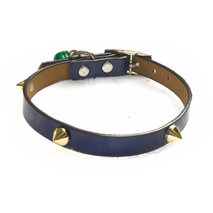 Pointy Studs Adjustable Kitten Cat Puppy Dog Small Pet Faux Leather Collar With Bell