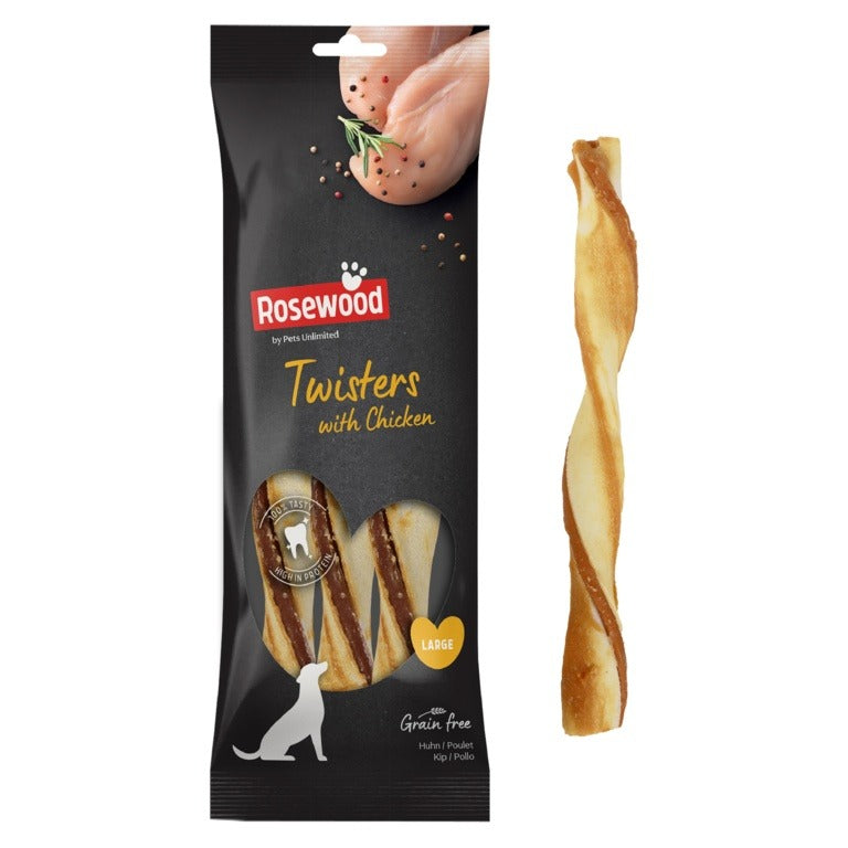 ROSEWOOD Twisters With Chicken Dog Treats Large 210g