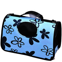 Blue Flower Ventilated Pet Travel Bag Cat Carrier Soft Crate Puppies Small Dogs