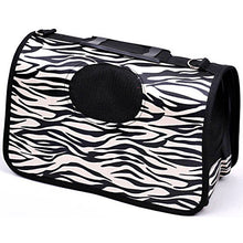 Zebra Skin Ventilated Pet Travel Bag Cat Carrier Soft Crate Puppies Small Dogs