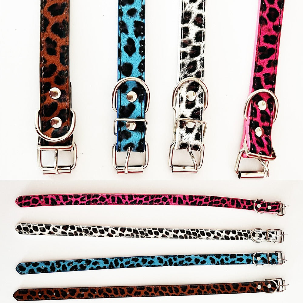20mm Leopard Skin Pattern Adjustable Puppy Dog Kitten Cat Collar