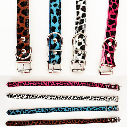 20mm Leopard Skin Pattern Adjustable Puppy Dog Kitten Cat Collar