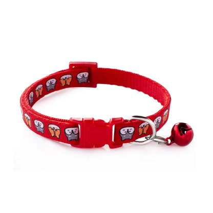 Shiba Inu Printing Adjustable Kitten Cat Collar With Bell And Snap Buckle