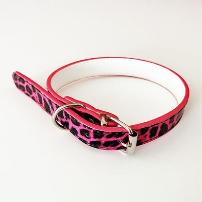 15mm Leopard Skin Pattern Adjustable Puppy Dog Kitten Cat Collar