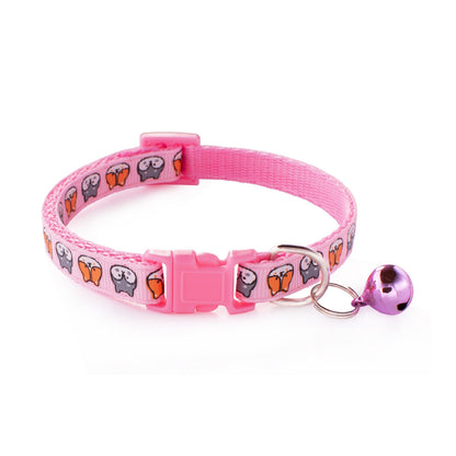 Shiba Inu Printing Adjustable Kitten Cat Collar With Bell And Snap Buckle