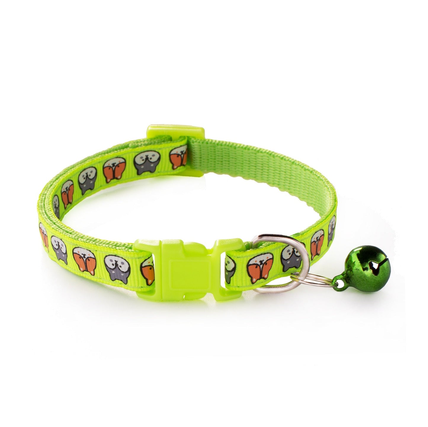 Shiba Inu Printing Adjustable Kitten Cat Collar With Bell And Snap Buckle