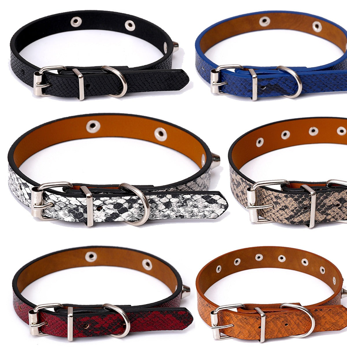 15mm Snake Skin Pattern Adjustable Puppy Dog Kitten Cat Large Pet Collar