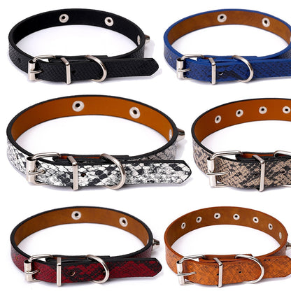 20mm Snake Skin Pattern Adjustable Puppy Dog Kitten Cat Large Pet Collar