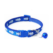 Fish Bones Patterned Cat Collar Adjustable Kitten Puppy Dog Pet Bell Snap Buckle