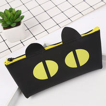 Black Kitten Cat Cute Pencil Cases Cosmetics Make Up Bags Pen Pouches Yellow eyes