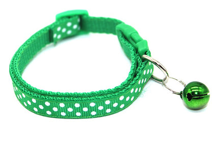 Dots Pattern Cat Collar Adjustable Kitten Puppy Dog Pet Collar Bell Snap Buckle