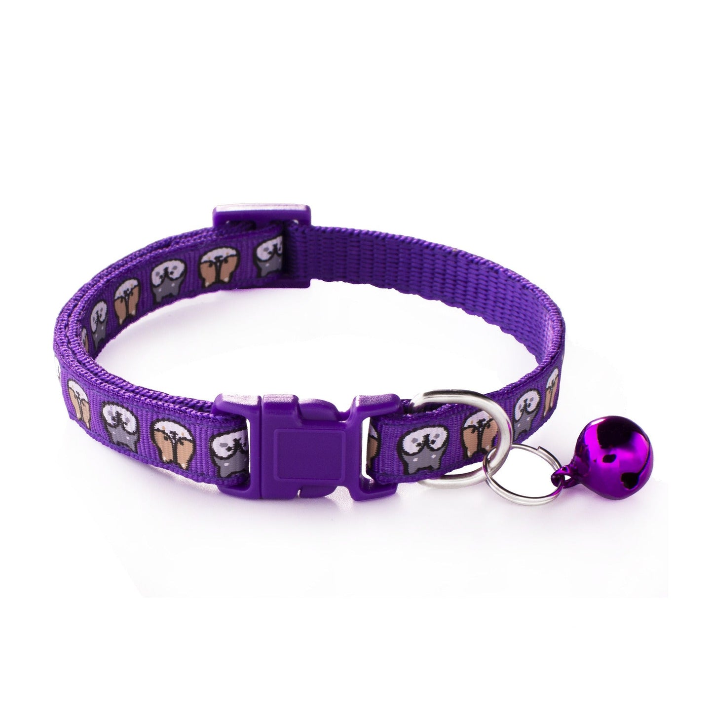 Shiba Inu Printing Adjustable Kitten Cat Collar With Bell And Snap Buckle